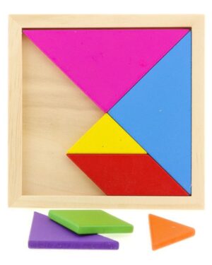 Jeu de tangram en bois coloré avec modèles pour enfants