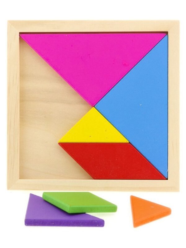 Jeu de tangram en bois coloré avec modèles pour enfants