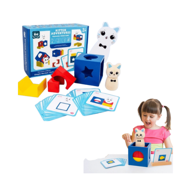 Jeu de puzzle 3D en bois Montessori avec 60 défis logiques – jouet éducatif pour enfants