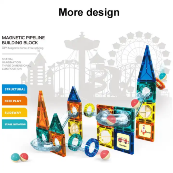 Jeu de construction magnétique pour enfants – 42 pièces géométriques colorées à assembler librement