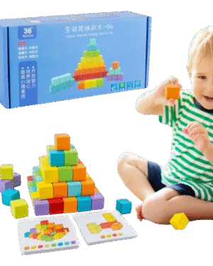 Set de blocs de construction 3D avec cartes modèles – jeu éducatif pour enfants pour créer et reproduire des formes