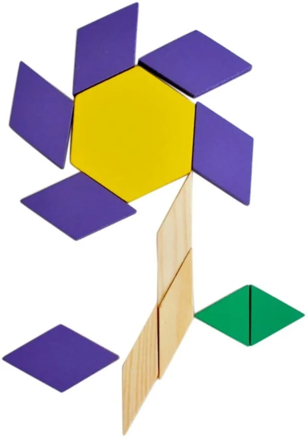 Mini Bloc Montessori mosaïque avec modèles 60 pièces, jouet éducatif en bois au Maroc pour développer créativité, logique et motricité fine des enfants.