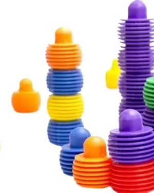 Jeu de construction pour enfants avec blocs circulaires colorés et cartes modèles à reproduire – activité éducative et ludique