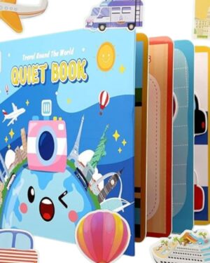 Livre éducatif en feutrine Montessori – Quiet Book sur le thème du tour du monde avec activités interactives