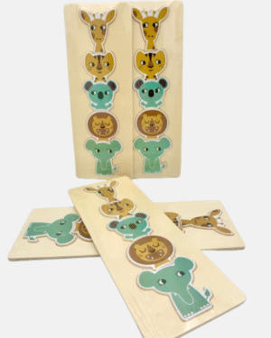 Puzzle en bois gigogne avec animaux domestiques et sauvages – jouet éducatif pour trier, encastrer et développer la logique