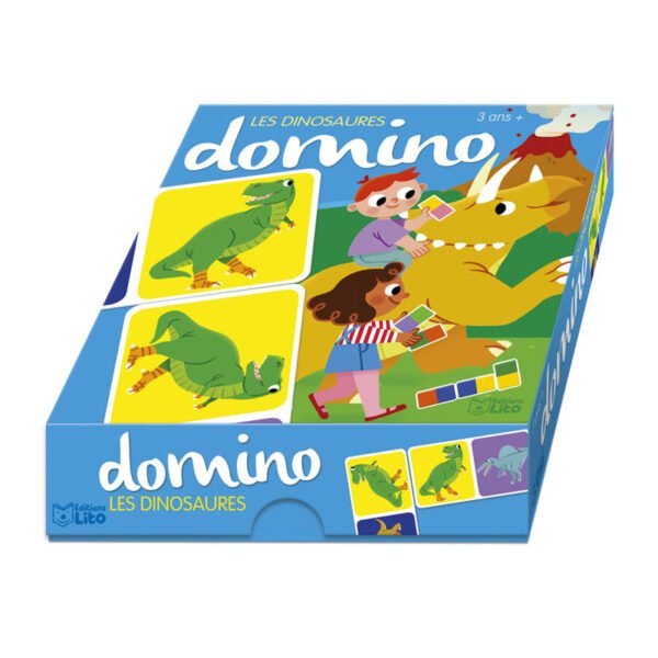 Jeu de dominos pour enfants avec illustrations de dinosaures – apprentissage ludique de l’observation et de la logique