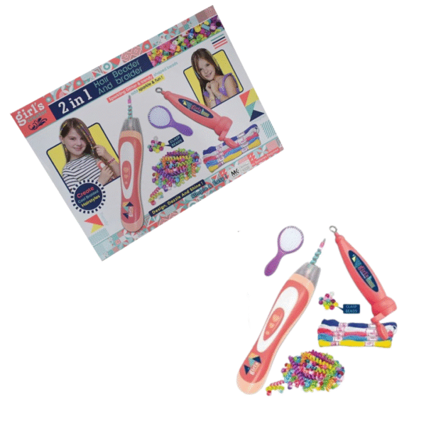 Jeu pour filles 2 en 1 avec accessoires pour tresser les cheveux et ajouter des perles colorées