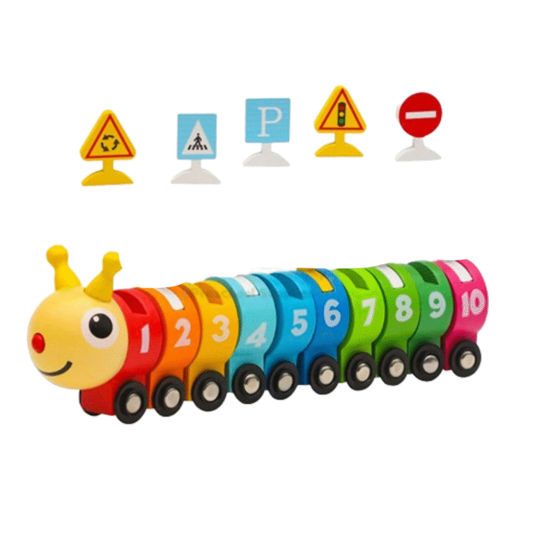 Train de cubes d'éveil multicolore en bois - Apprentissage des chiffres Train de cubes d'éveil multicolore en bois - Apprentissage des chiffres