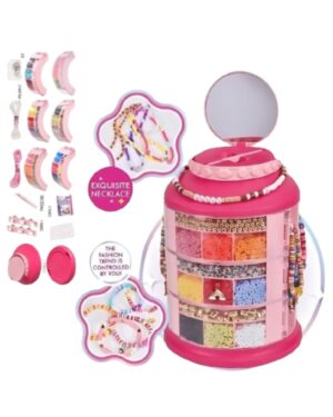 Atelier créatif de fabrication de bijoux pour filles avec perles, fils et accessoires colorés