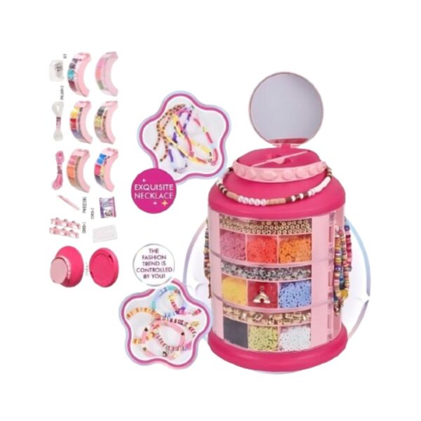 Atelier créatif de fabrication de bijoux pour filles avec perles, fils et accessoires colorés