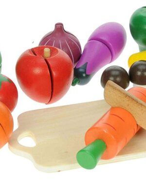 Jeu en bois de découpe de fruits et légumes avec accessoires pour enfants, apprentissage de la motricité et du vocabulaire alimentaire