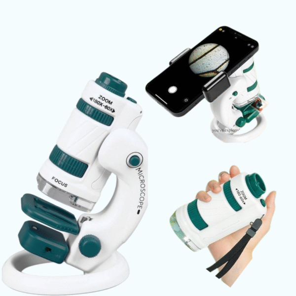 Microscope éducatif portable pour enfants, idéal pour l’observation scientifique et l’apprentissage ludique