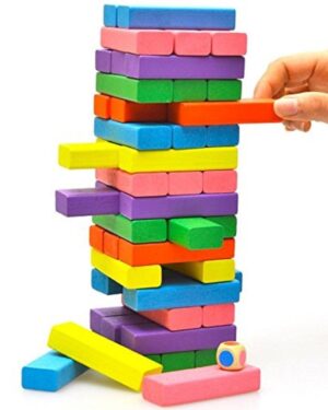 Mini Tour en bois coloré - 48 pièces - Jenga