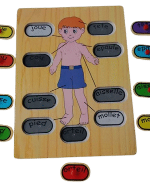 Puzzle du corps humain en bois pour enfants, avec représentation anatomique ludique et éducative