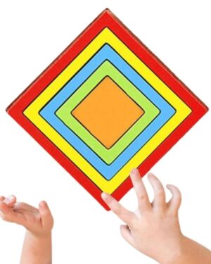 Jeu éducatif à empiler avec formes géométriques en bois : cercle, triangle et carré multicolores
