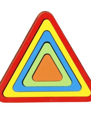 Jeu éducatif à empiler avec formes géométriques en bois : cercle, triangle et carré multicolores