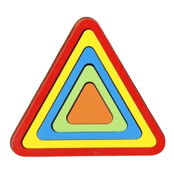 Jeu éducatif à empiler avec formes géométriques en bois : cercle, triangle et carré multicolores