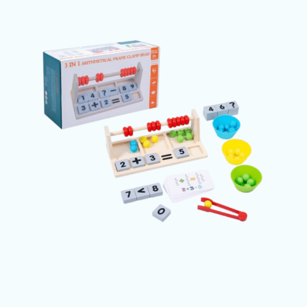 Support éducatif en bois pour enfants avec perles, jeu de tri et boulier pour apprentissage des chiffres