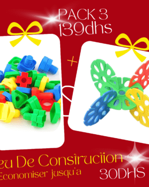 Jeu de construction en bois avec vis, écrous, blocs et roues pour apprentissage moteur des enfants
