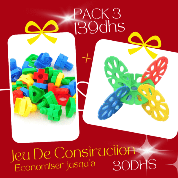 Jeu de construction en bois avec vis, écrous, blocs et roues pour apprentissage moteur des enfants