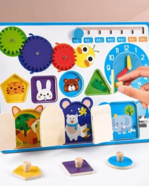 Busy Board Montessori pour enfants avec activités sensorielles et motrices, version 2