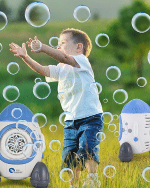 Machine à bulles pour enfants en forme de fusée, effet magique et lumineux