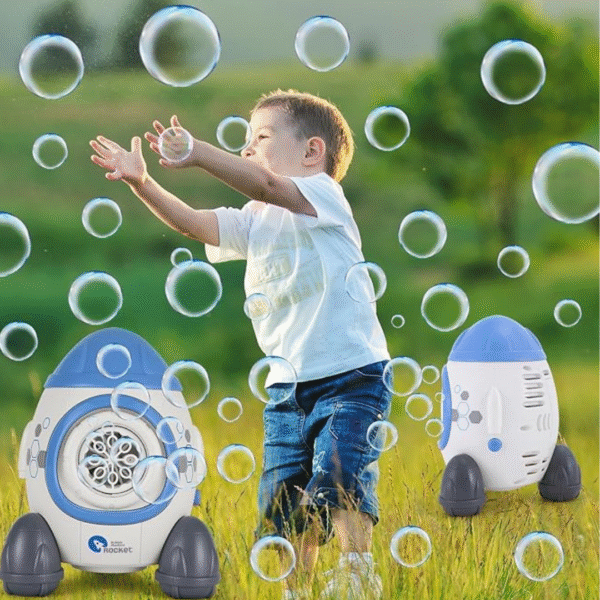 Machine à bulles pour enfants en forme de fusée, effet magique et lumineux