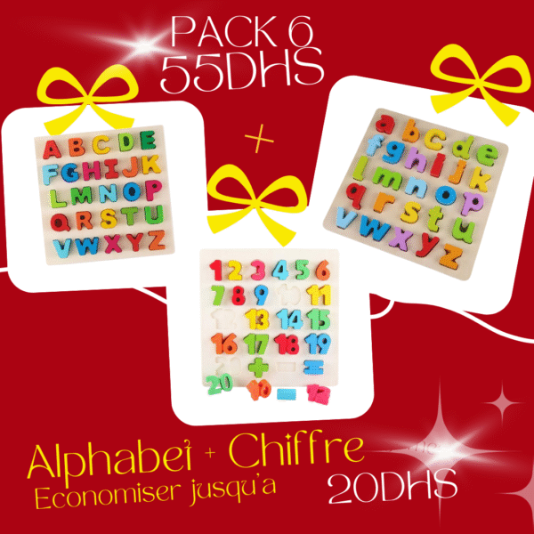 Pack éducatif avec lettres de l’alphabet et chiffres colorés pour l’apprentissage précoce des enfants