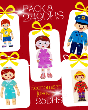 Puzzle éducatif en bois représentant le corps humain et différents métiers pour enfants