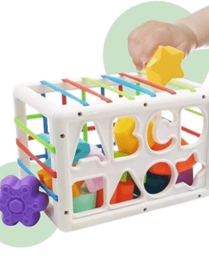 Jeu d’éveil Montessori avec lettres et formes en bois coloré à encastrer pour enfant