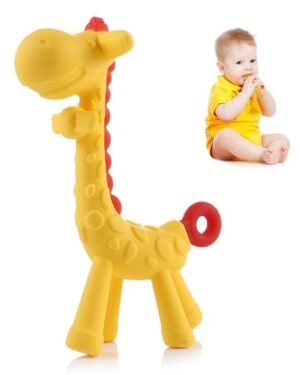 Anneau de dentition girafe pour bébé en silicone doux – disponible au Maroc