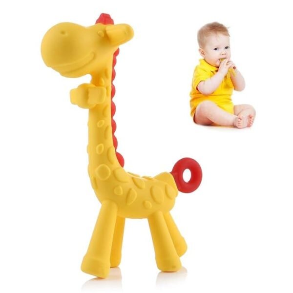 Anneau de dentition girafe pour bébé en silicone doux – disponible au Maroc