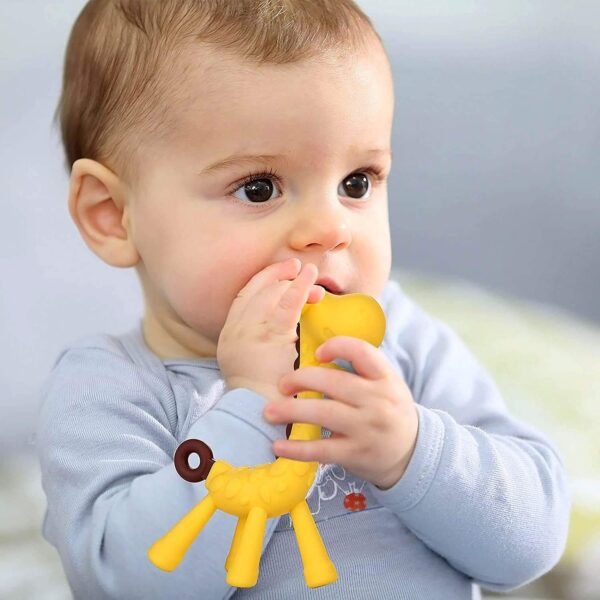 Anneau de dentition girafe pour bébé en silicone doux – disponible au Maroc