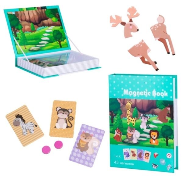Livre de puzzles magnétiques animaux sauvages pour enfants