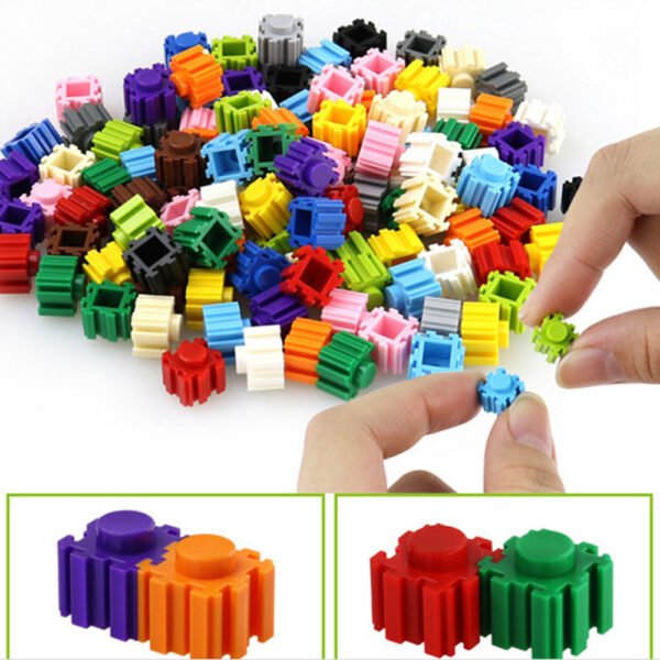 Ensemble de 100 pièces de construction colorées pour enfants, jeu éducatif et créatif pour développer motricité et imagination