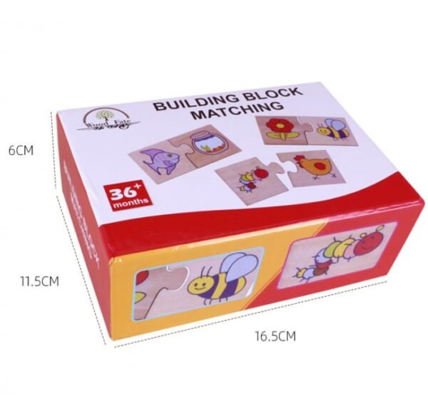 Set de puzzle en bois duo – Ce que mangent les animaux, jeu d’association éducatif pour enfants.
