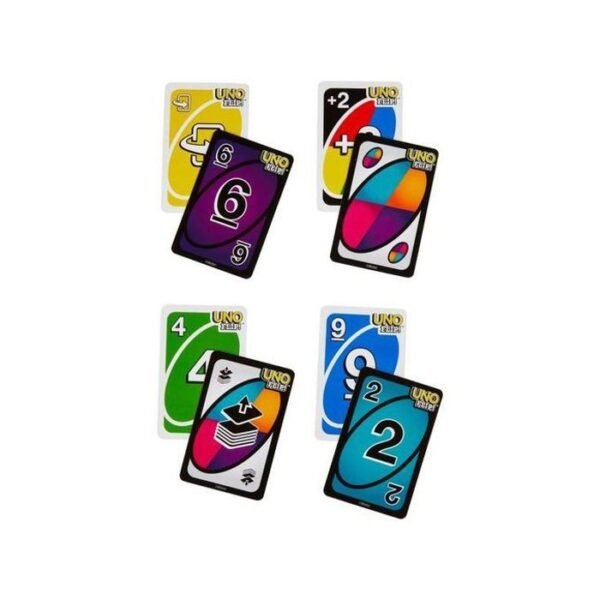 UNO Flip – jeu de cartes recto verso pour famille, stratégie et amusement pour enfants et adultes.
