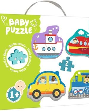Puzzle transport Montessori pour bébé avec 4 puzzles de 2 pièces