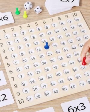 Jeu éducatif de mathématiques pour enfants avec opérations et cartes d’exercice.
