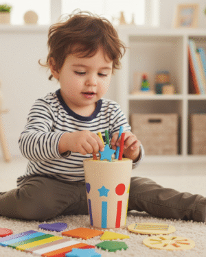 Contenu du jouet Montessori en bois avec formes, couleurs et accessoires éducatifs
