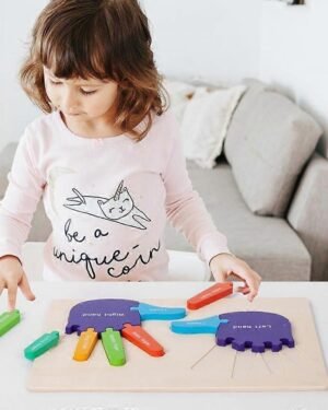 Puzzle Montessori main en bois pour enfants apprentissage des parties de la main