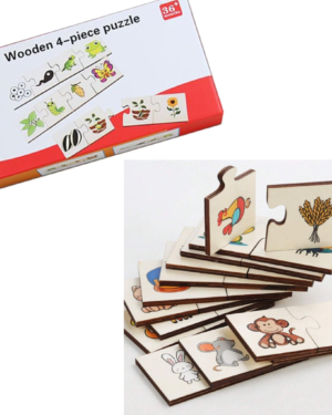 Puzzle Montessori en bois sur l’évolution des animaux et plantes