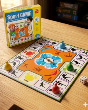 Jeu de société sportif pour enfants avec exercices physiques et défis de motricité