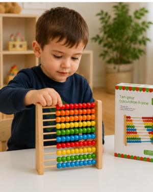 Boulier éducatif Montessori en bois multicolore pour enfant de 3 ans
