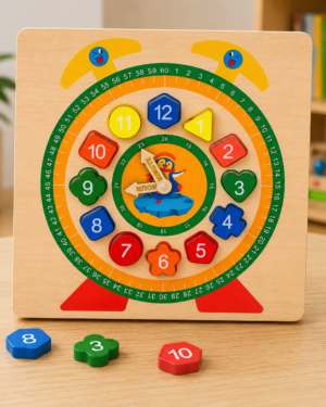 Horloge éducative Montessori en bois avec chiffres amovibles