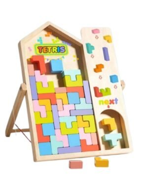Tetris multifonctionnel en bois Montessori pour enfant, puzzle éducatif favorisant la logique, la motricité fine et la créativité - PlayFun Maroc